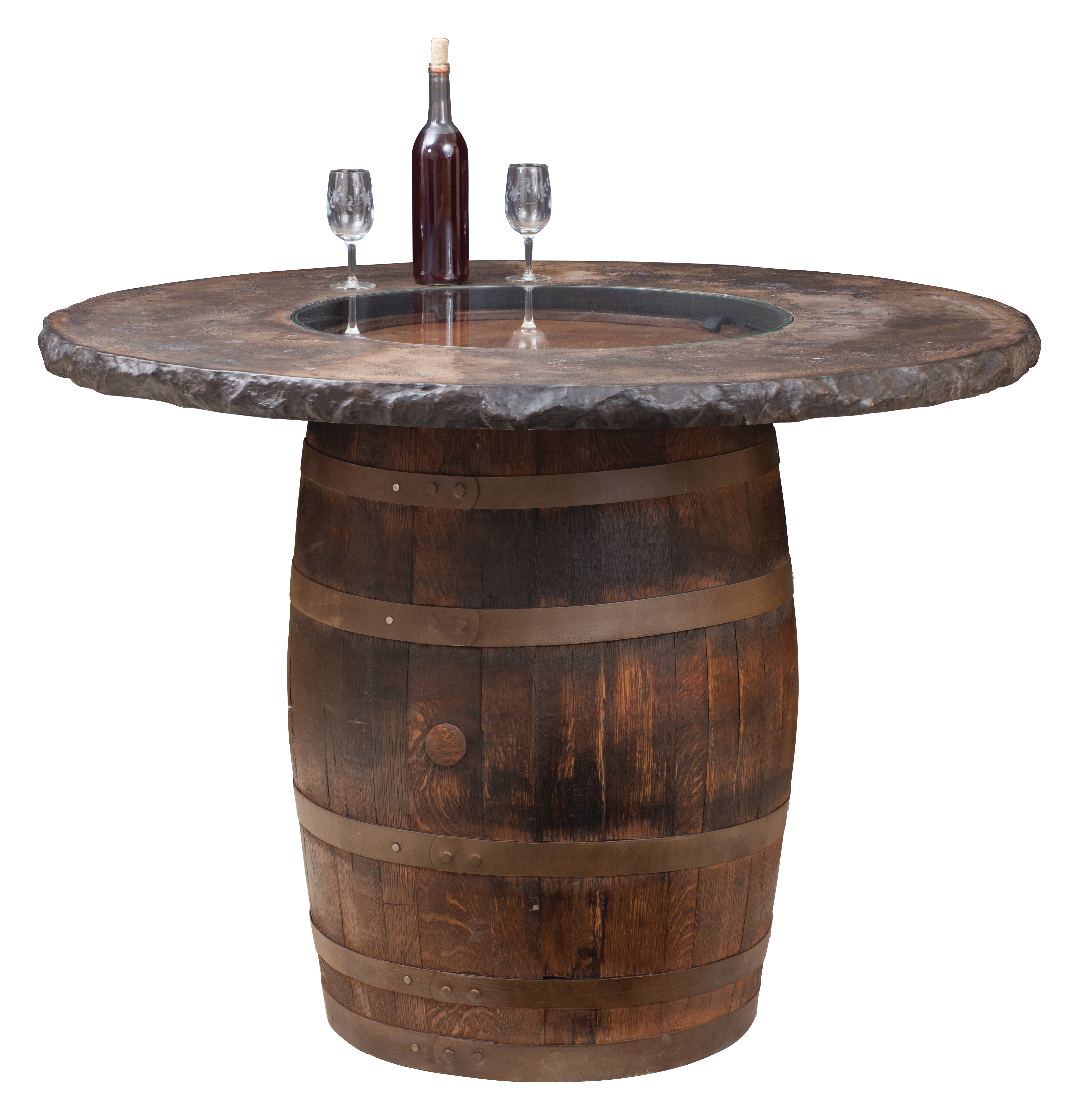 Amish Rustic Whiskey Barrel Outdoor Dining Table – NHW - Solid Wood ...