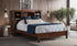 Amish Solid Wood Bookcase Headboard Bed with Storage Drawers