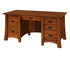 Amish Mission Arts & Crafts Solid Wood Desk With Drawers And Inlays 65"